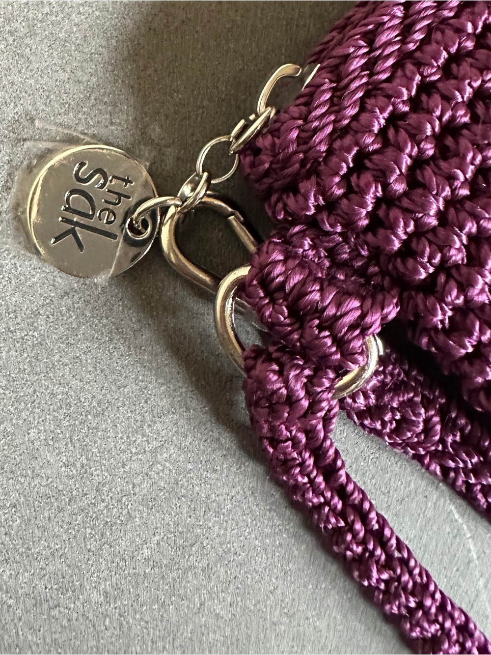 NEW The Sak Crochet Wristlet Pouch Bag Purple Haze Red Heart Zipped - NWT - Picture 3 of 7